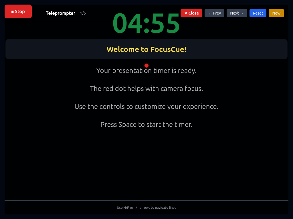 FocusCue teleprompter in action